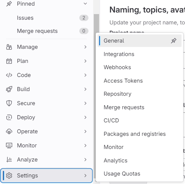 Screen shot on how to navigate to general settings